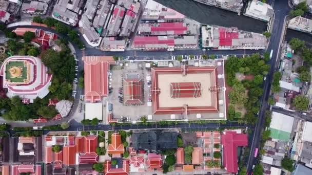 Fotos Aviones Tripulados Del Templo Wat Saket Alrededores Bangkok Tailandia — Vídeos de Stock