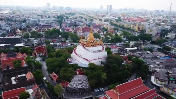 Drone Shots Van Wat Saket Tempel Omgeving Bangkok Thailand Uhd — Stockvideo