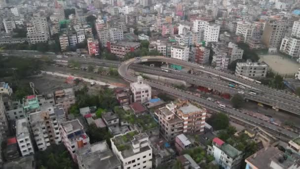 Moderní Křižovatka Smyčky Dálniční Silnici Městě Dhaka Pohled Leteckou Dráhu — Stock video