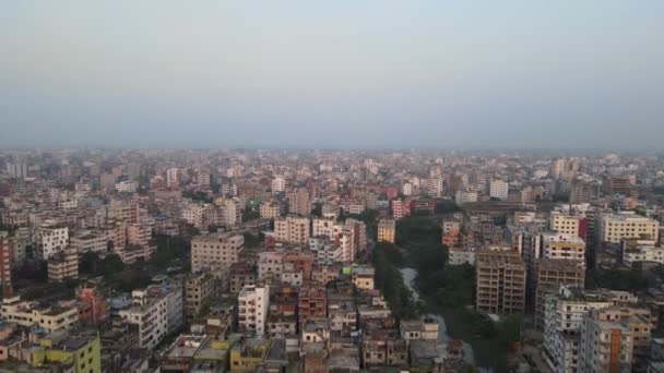 Paisaje Urbano Sin Fin Ciudad Dhaka Con Niebla Ligera Vista — Vídeos de Stock