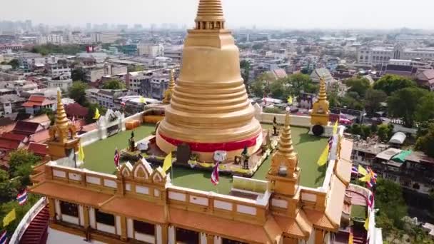 Drone Shots Wat Saket Temple Surroundings Bangkok Thailand Uhd — Stock Video