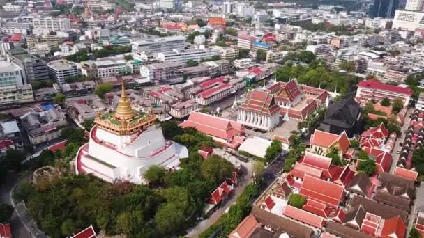 Fotografii Drone Templu Wat Saket Împrejurimi Bangkok Thailanda Uhd — Videoclip de stoc