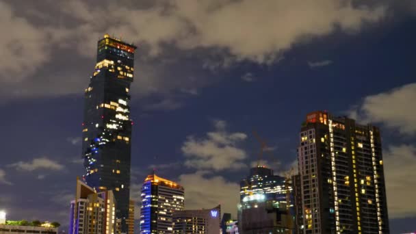Včasné Záběry Bangkoks Slavný King Power Mahanakon Tower Noci Bangkok — Stock video