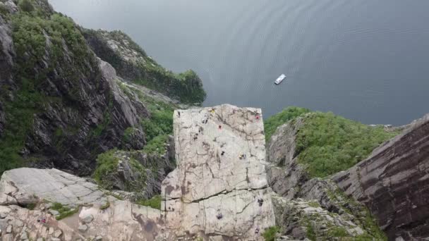 Vista Aves Sobre Famoso Preikestolen Noruega — Vídeos de Stock