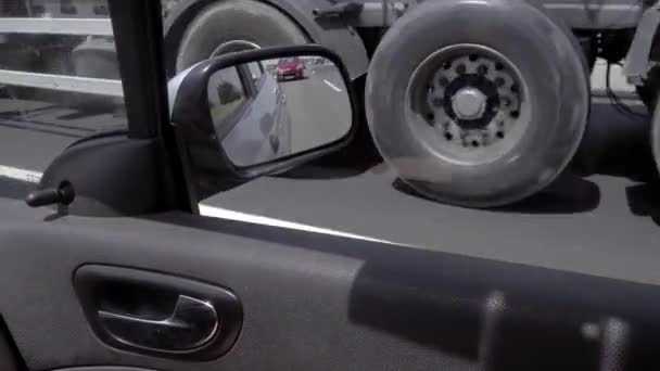 Pov Driver Glancing His Side Mirror Which Allows Him See — Stock Video