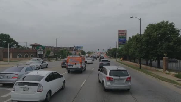 Pov Camión Conduciendo Lentamente Atasco Tráfico Chicago Illinois — Vídeo de stock