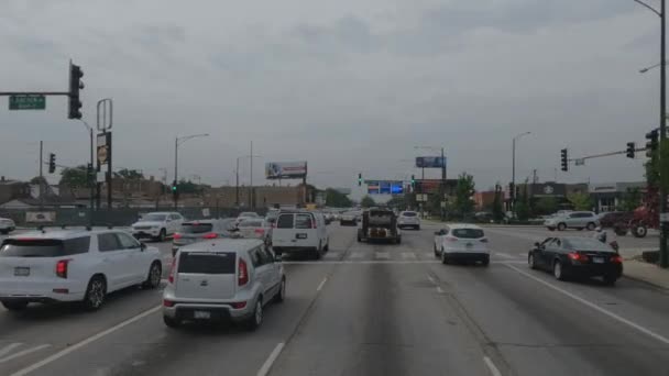 Pov Shot Trucker Driving Though Traffic Jam — Stock Video