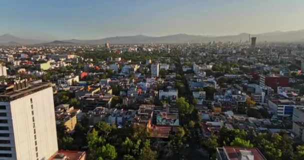 México City Aerial V12 Cinematic Dolly Shot Drone Flying South — Vídeo de stock
