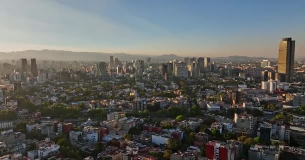 México City Aerial V20 Dolly Shot Flyover Anzures Residential Neighborhood — Vídeos de Stock