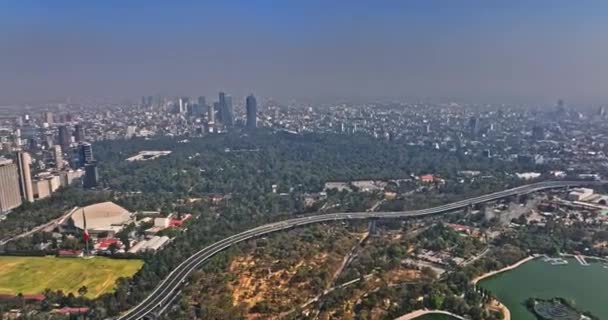 Mexico City Aerial V92 Stabilind Dronă Împușcată Zboară Jurul Parcului — Videoclip de stoc