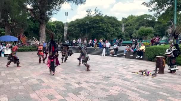 Ripresa Una Danza Azteca Tradizionale Nella Città Messicana — Video Stock