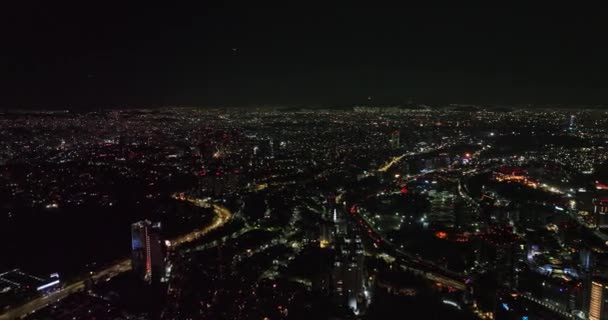 Mexico City Havacılık V55 Gece Panoramik Görüntüsü Santa Mahallesi Işıklandırılmış — Stok video