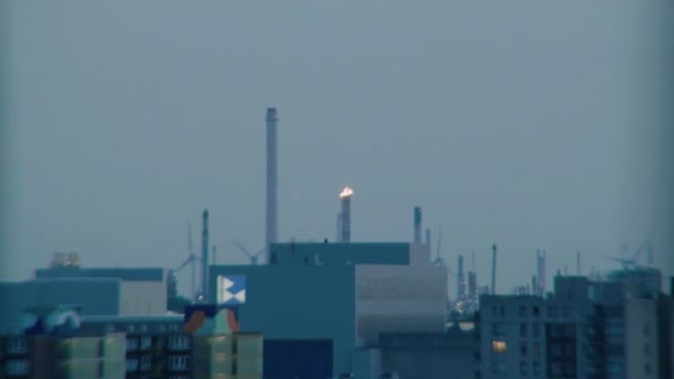 Shot Gas Flaming Tube Harbour Area — Stock Video