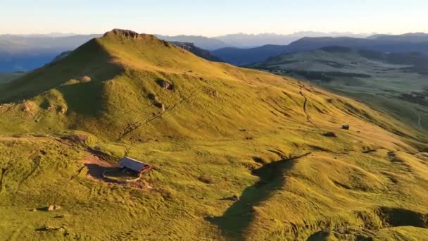 Letecké Video Východu Slunce Dolomitských Horách Ráno Byl Pořízen Krásných — Stock video