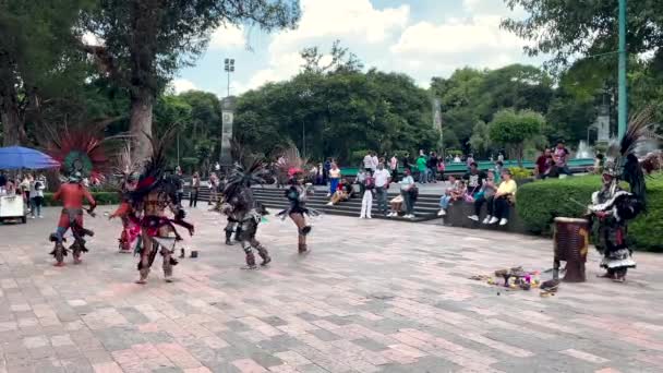 Ripresa Una Danza Azteca Tradizionale Nella Città Messicana — Video Stock