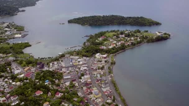 Luchtfoto Van Navy Island Naar Port Antonio Stad Onthullen Westelijke — Stockvideo