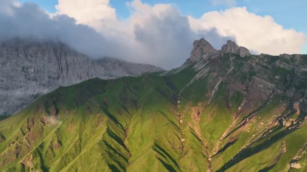 Повітряне Відео Сходу Сонця Горах Доломітів Він Був Знятий Прекрасних — стокове відео