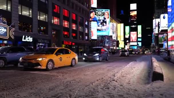 Ralenti Times Square New York City Signalisation Drapeau Américain Feu — Video