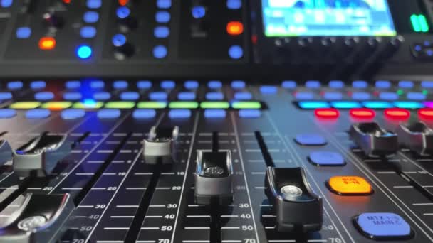 Detail Mixing Desk Concole Moving Volume Faders Slow Motion Digital — Stock Video