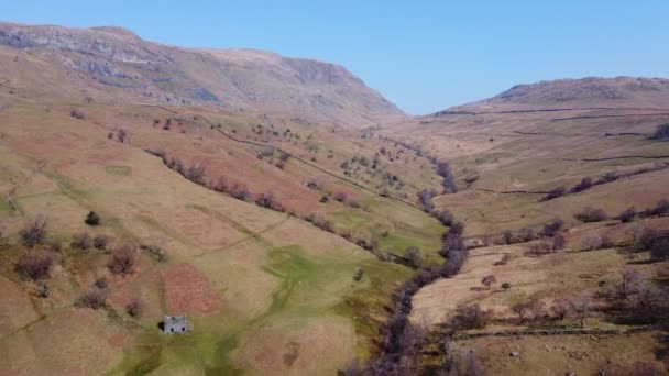 Omgekeerde Drone Uitzicht Kirkstone Pass Area Valley Floor Zoek Naar — Stockvideo