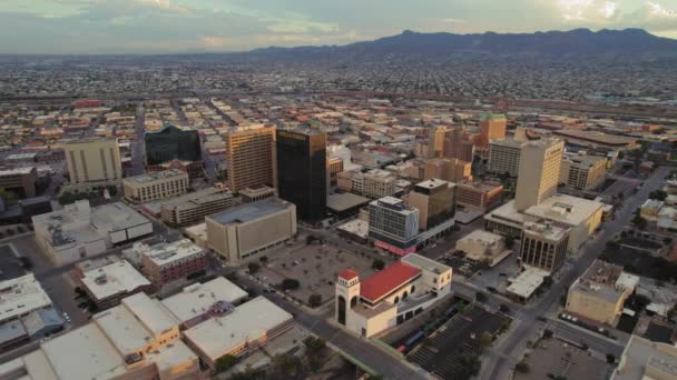 Paso Texas Downtown Aerial Drone Footage Downtown Paso Buildings Streets — Stock Video