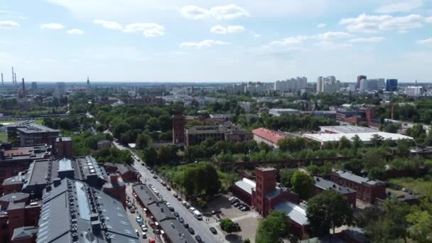 Zdjęcie Drona Opuszczonego Budynku Łodzi Polska — Wideo stockowe