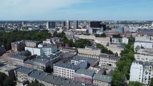 Drone Shot City Centre Lodz Poland Polska — 图库视频影像