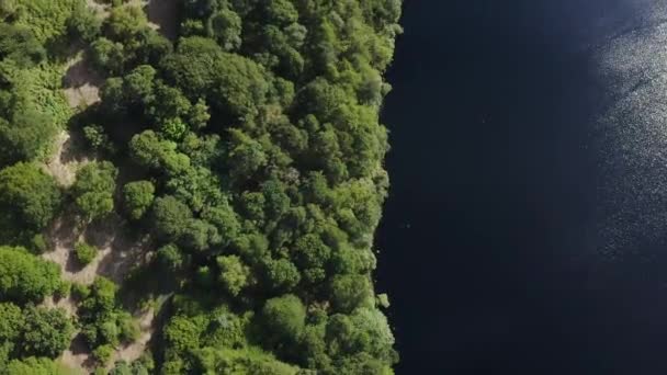 Aerial Top View Beautiful Serene Landscape Lough Tay Lake Guinness — Stock Video