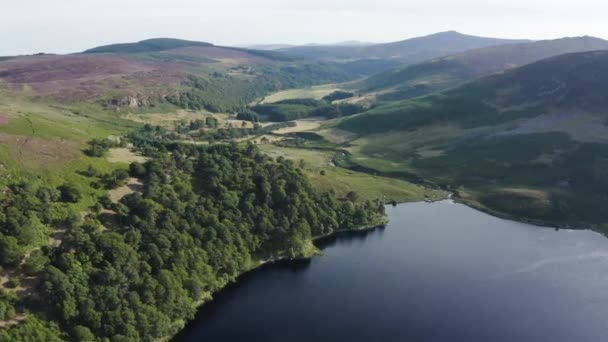 Beautiful Serene Landscape Lough Tay Lake Guinness Lake Wicklow Mountains — Stock Video