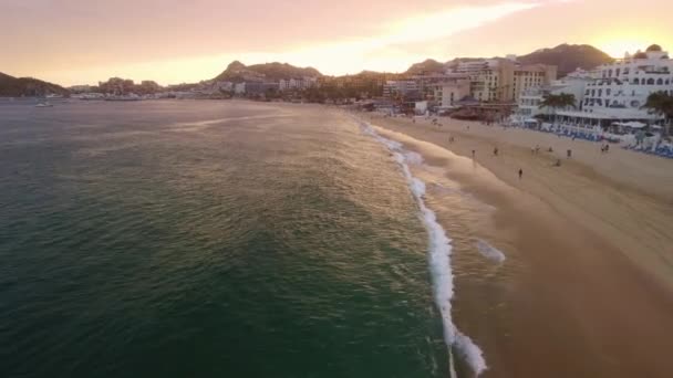 Удивительный Закат Кабо Активный Пляж — стоковое видео