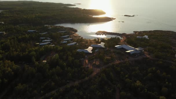 Havsvidden Resort Tan Havadan Görüş Aland Finlandiya Günbatımı Ters Eğim — Stok video