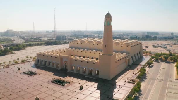 Imam Abdul Wahhab Moskén Qatar Drone Skott — Stockvideo