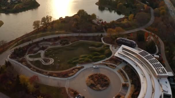 Glencoe Illinois Usa Aerial Drone Shot Building Architecture Chicago Botanic — Stock Video