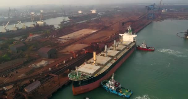 Navio Carga Transportador Granel Carregado Com Carvão Porto Paradip Orissa — Vídeo de Stock