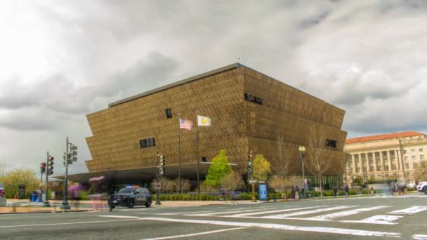 Exterior Timelapse National Museum African American History Washington Dalam Bahasa — Stok Video