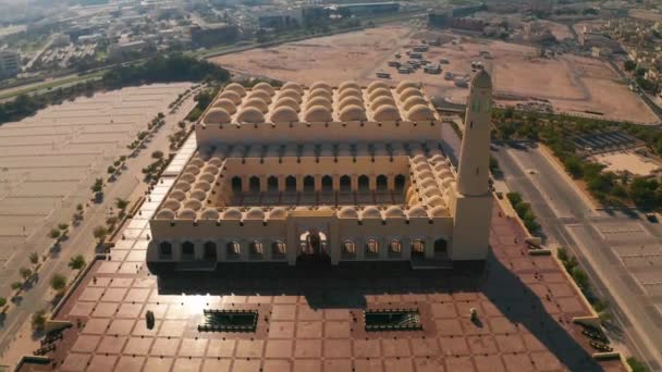 Imam Abdul Wahhab Moskee Qatar Foto Van Een Drone — Stockvideo