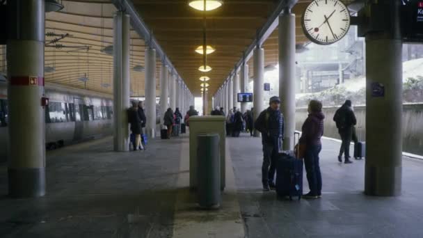 Centro Cidade Oslo Terminal Estação Ferroviária Depósito Ferroviário — Vídeo de Stock