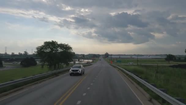 Podróżowanie Chicago Illinois Przedmieściach Ulicach Autostradach Trybie Pov Światłach Stopu — Wideo stockowe