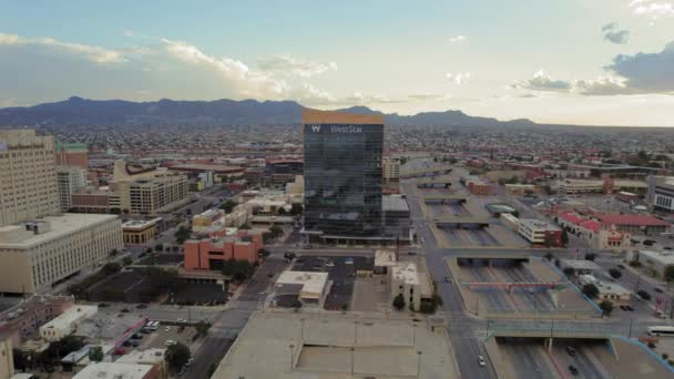 Weststar Tower Bank Building Downtown Paso Texas Usa Aerial Drone — Stock Video