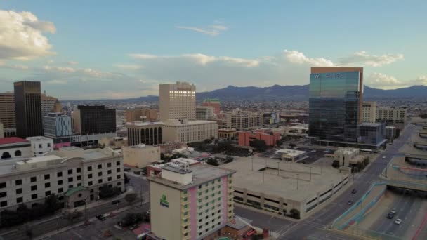 Downtown Paso Aerial Drone Shot Pivoting Downtown Paso Texas Area — Stock Video