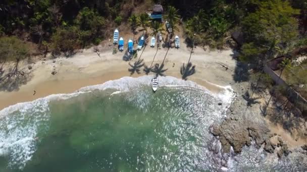 Surf Destination Tropical Mexico Beach Och Båtar — Stockvideo