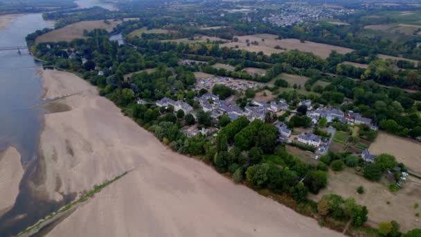 Vista Aérea Sobre Bhuard Commune França Tiro Drone — Vídeo de Stock