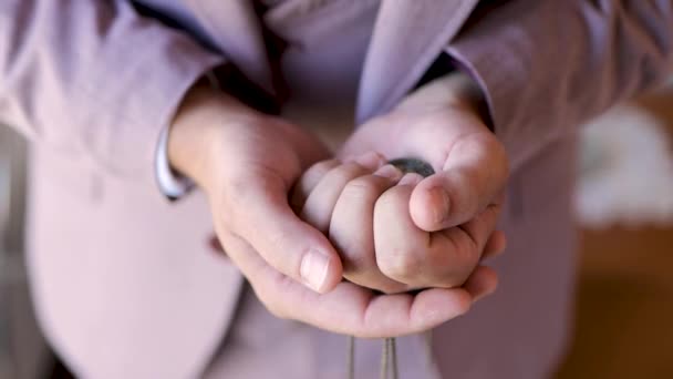 Pocket Watch Man Outstretched Hand Man Holding Checking His Classic — Stock Video