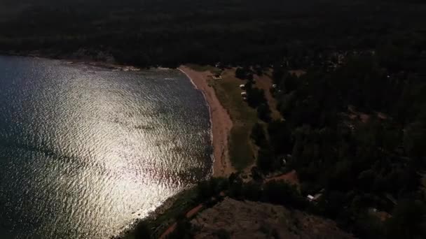 Widok Lotu Ptaka Wokół Plaży Degersand Lato Aland Finlandia Duży — Wideo stockowe