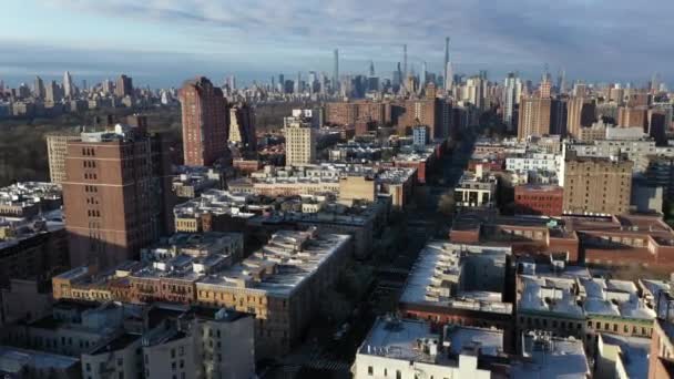 Chrupiące Zdjęcie Dachów Harlem Nyc Widokiem Upper East West Side — Wideo stockowe