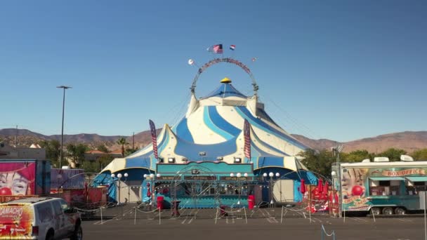 Cestovní Cirkusový Stan Nákupním Středisku Antelope Valley Palmdale Kalifornii Letecký — Stock video