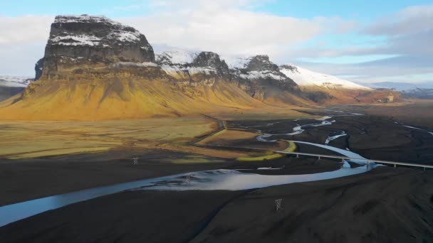 Cor Outono Lmagnpur Sul Islândia Voo Drone Alto Com Vista — Vídeo de Stock