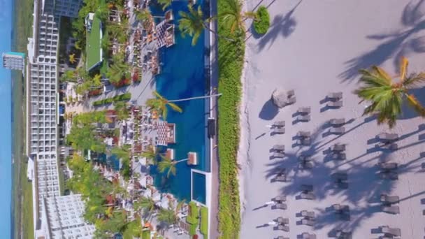 多米尼加共和国蓬塔卡纳海滨酒店和度假胜地 热带天堂和白沙滩夏季垂直拍摄 — 图库视频影像
