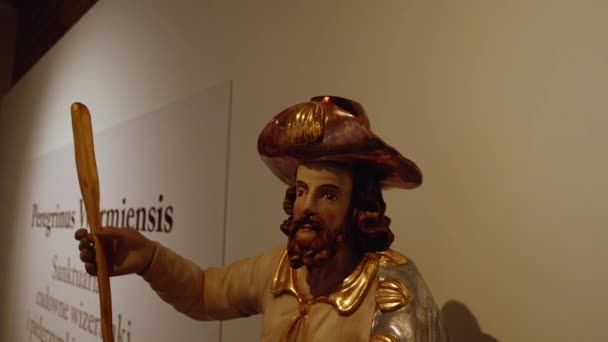 Skulptur Saint Roch Skyddshelgon Hundar Nicolaus Copernicus Museum Frombork Polen — Stockvideo