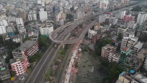 Vista Aérea Autopista Paso Elevado Khilgaon Bangladesh — Vídeos de Stock